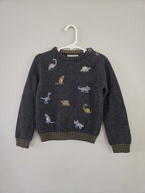 Ministry of Rascals Boys Dinosaur Sweater Size 3T Gray 100% Cotton